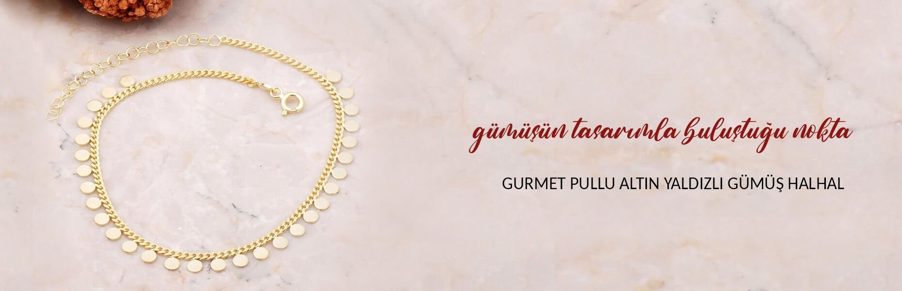 Gurmet Pullu Altın Yaldızlı Gümüş Halhal