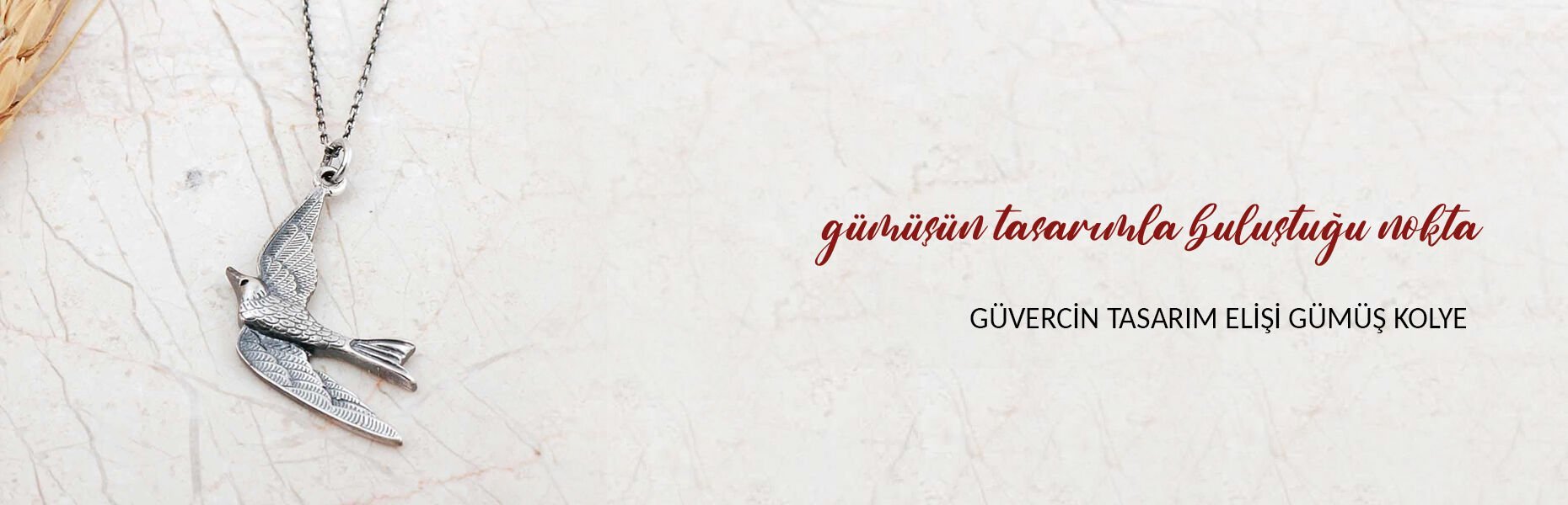 Güvercin Tasarım Elişi Gümüş Kolye