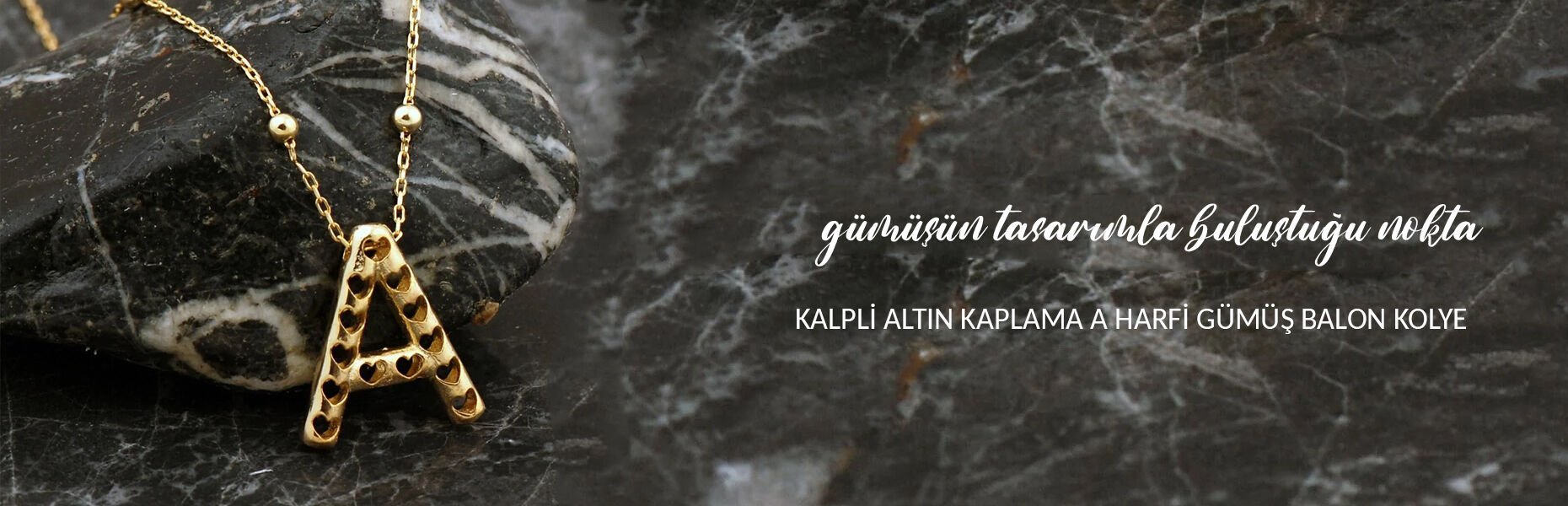 Kalpli Altın Kaplama A Harf Gümüş Balon Kolye