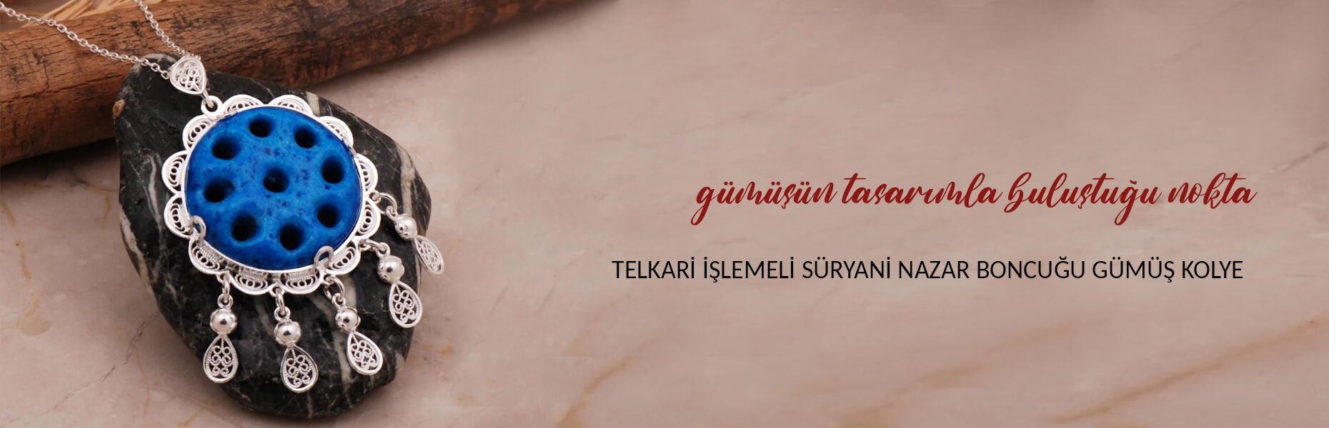 Telkari İşlemeli Süryani Nazar Boncuğu Kolye