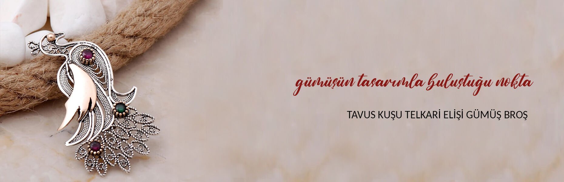 Tavus Kuşu Telkari Elişi Gümüş Broş