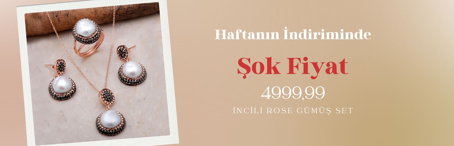Haftanın İndirimi - İncili Rose Gümüş Set